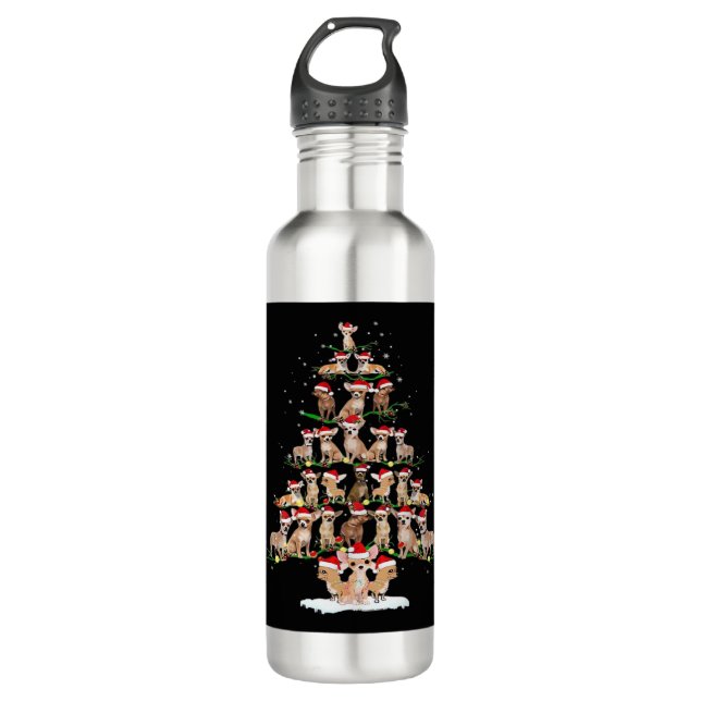 Botella De Agua Chihuahua Christmas Tree Funny Tee Xmas Chihuahua  (Anverso)