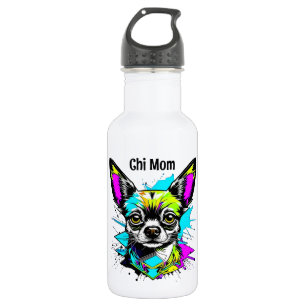 Botella De Agua Chihuahua Cyberpunk estilo Art Chi Mom