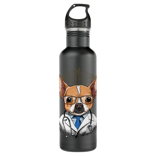 Botella De Agua Chihuahua Dog Dogtor Vet Veterinario Perro Médica  (Anverso)