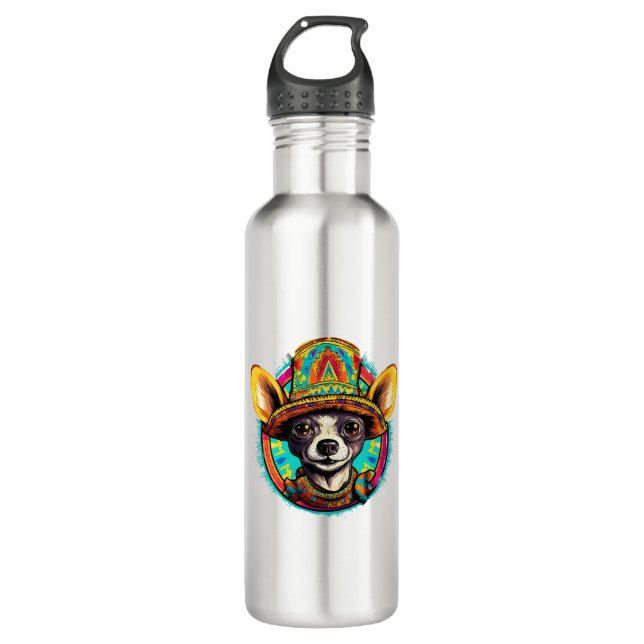 Botella De Agua Chihuahua México Cinco de Mayo Perro gracioso (Anverso)