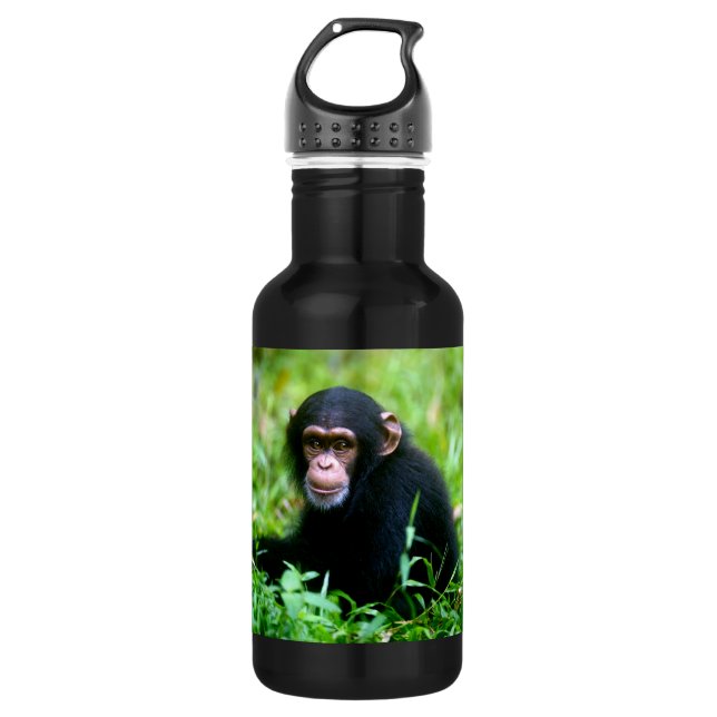 Botella De Agua Chimpancé del bebé en hierba (Anverso)
