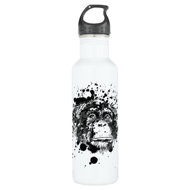 Botella De Agua Chimpancé en Black Splash (Anverso)