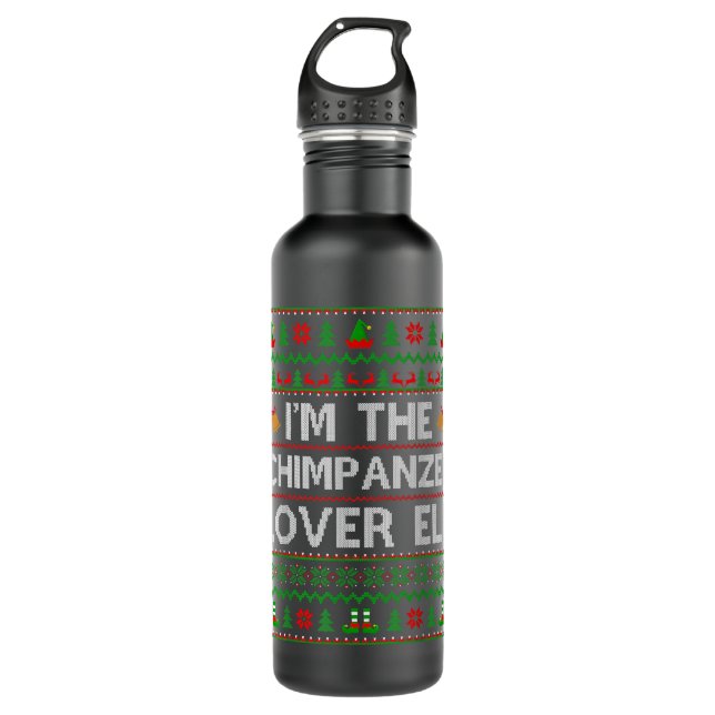 Botella De Agua Chimpancé feo a la familia Lover Elf Christma (Anverso)