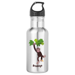 Botella De Agua Chimpancé lindo en personalizado colgante de la ju