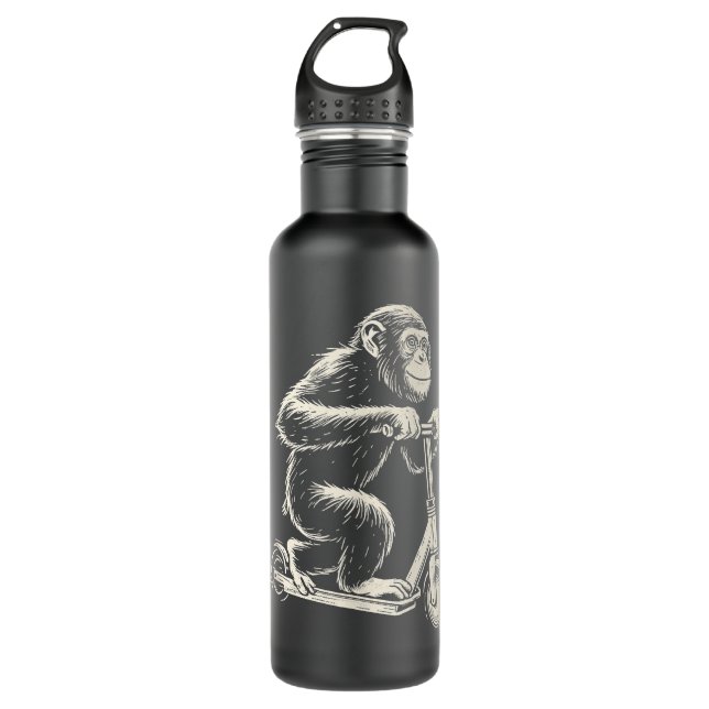 Botella De Agua Chimpanzee En Un Mono E-Scooter (Anverso)