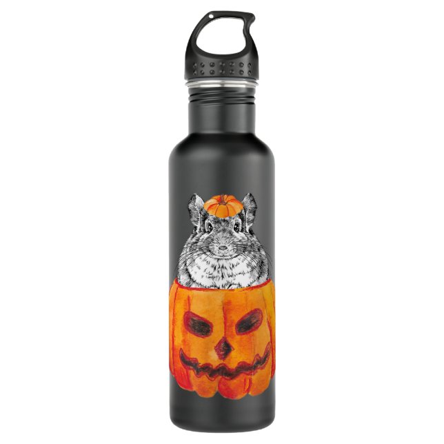 Botella De Agua Chinchilla Happy Halloween Pumpkin Animal Lover (Anverso)
