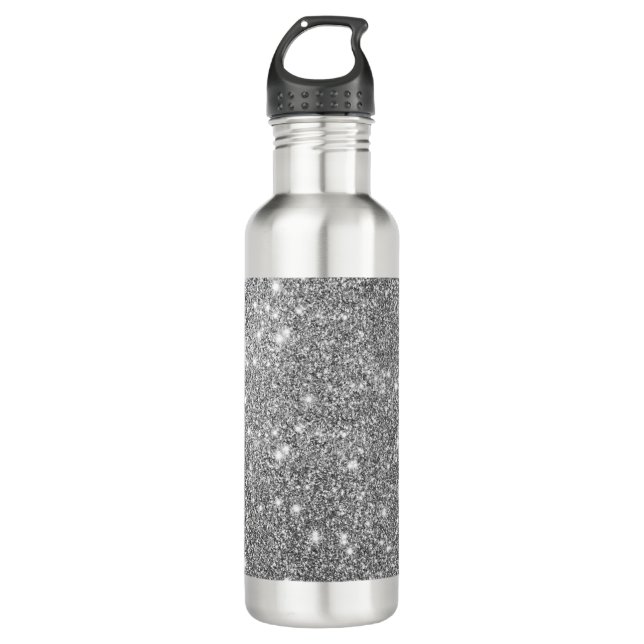 Botella De Agua Chispas de plata del purpurina (Anverso)