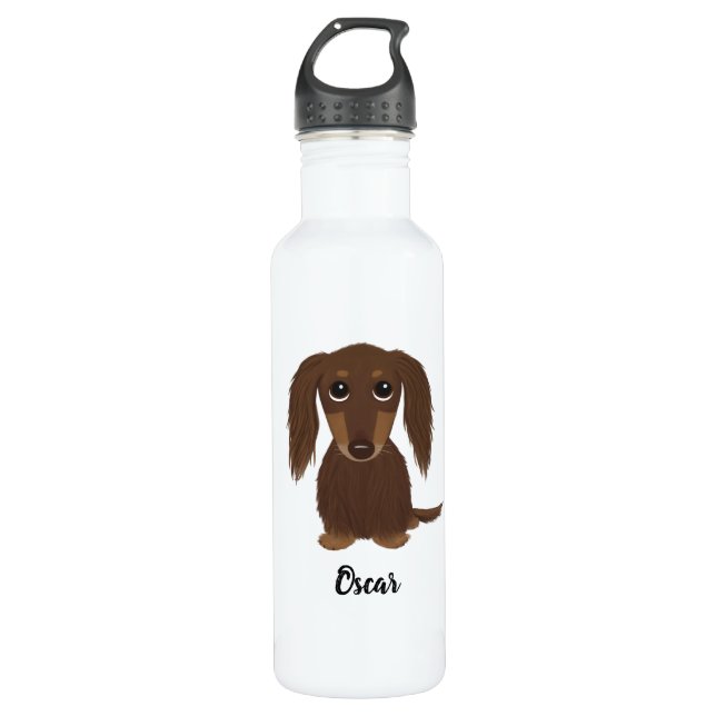 Botella De Agua Chocolate duradero con texto Personalizado (Anverso)