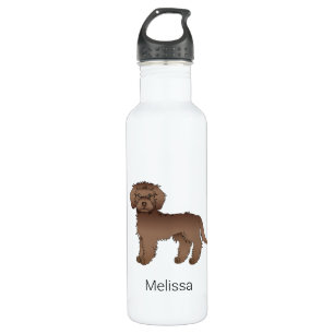 Botella De Agua Chocolate Mini Goldendoodle Cartog Perro y nombre
