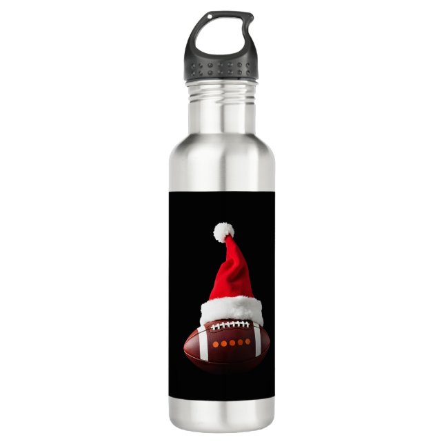 Botella De Agua Christmas American Football Ball Santa Hat (1) (Anverso)