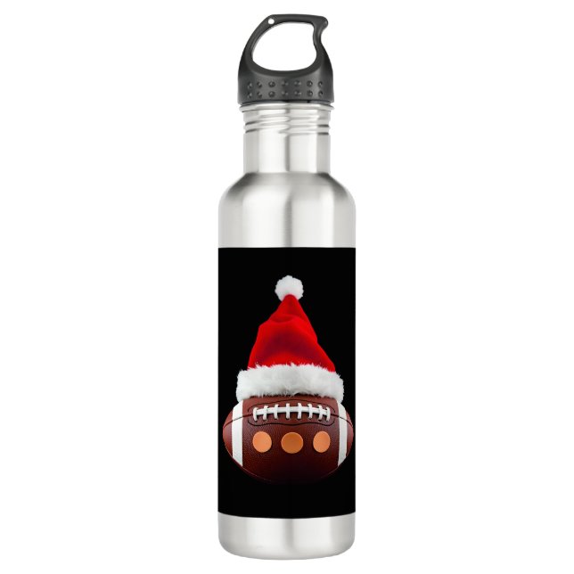Botella De Agua Christmas American Football Ball Santa Hat (2) (Anverso)