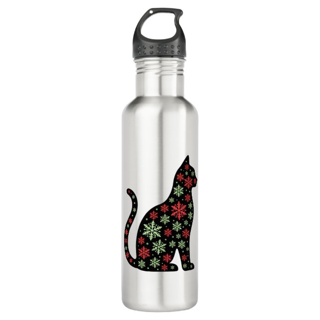 Botella De Agua Christmas Cat T-Shirt (Anverso)