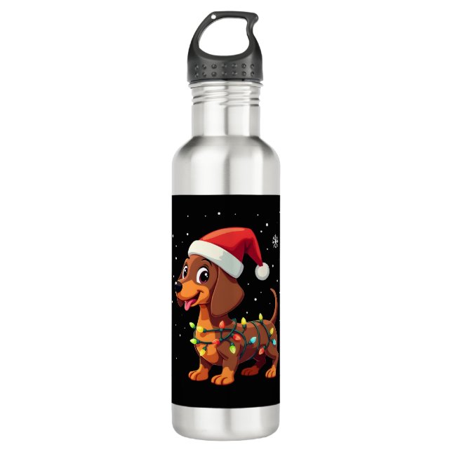 Botella De Agua Christmas Dog Dachshund Santa Xmas Wiener 3 (Anverso)