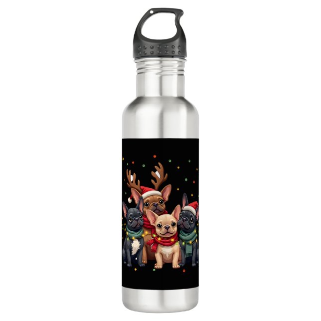 Botella De Agua Christmas Lights French Bulldogs Xmas Frenchie Dog (Anverso)