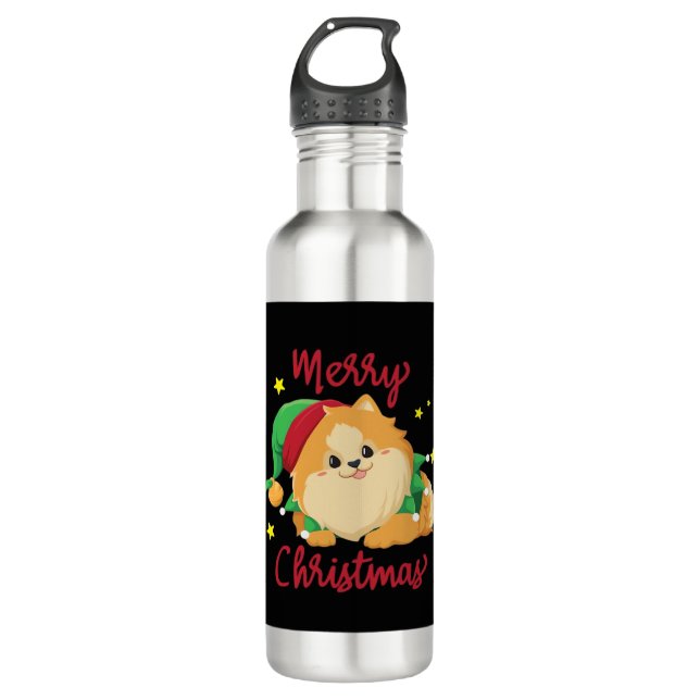 Botella De Agua Christmas Pomeranian Merry Xmas Essential T-Shirt (Anverso)