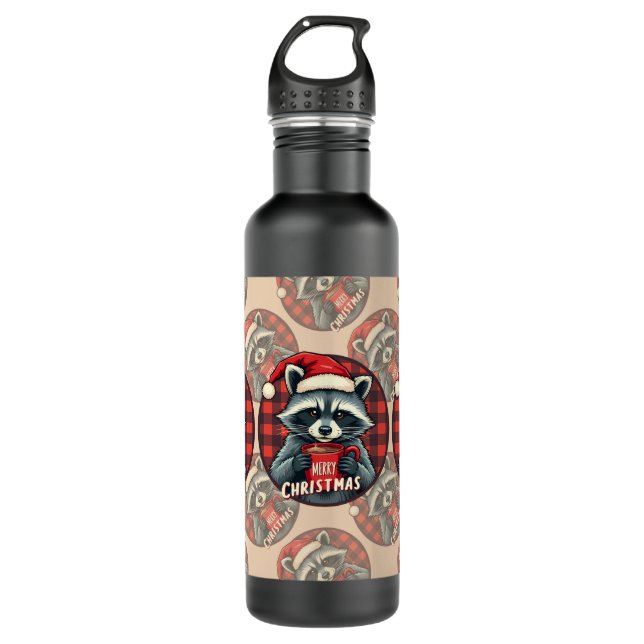 Botella De Agua Christmas Raccoon Cocoa Cheer (Anverso)