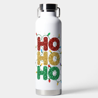 BOTELLA DE AGUA CHRISTMAS RED GOLD GREEN GLITTER LOOK HO HO HO 