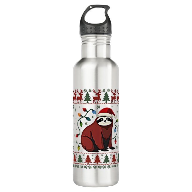 Botella De Agua Christmas Shirt for Sloth Lover Gift Santa Buffalo (Anverso)