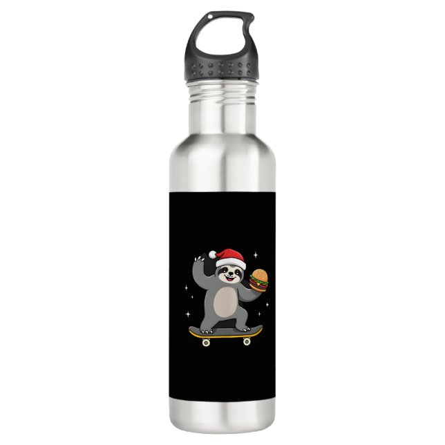 Botella De Agua CHRISTMAS SLOTH Funny Christmas Skateboard Sloth ( (Anverso)