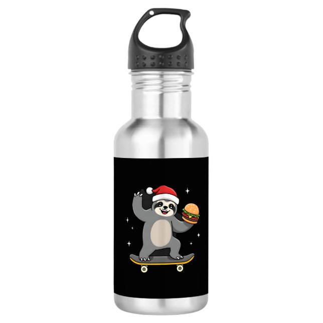 Botella De Agua CHRISTMAS SLOTH Funny Christmas Skateboard Sloth ( (Anverso)