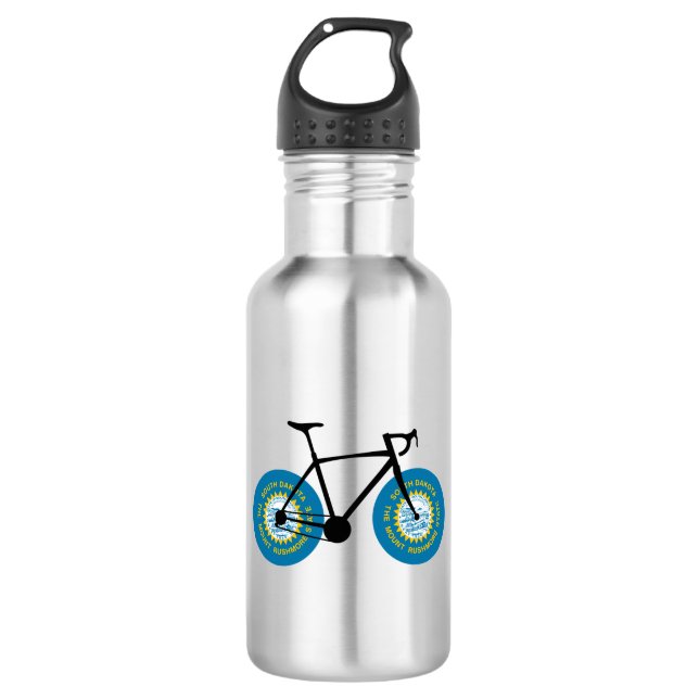 Botella De Agua Ciclismo con bandera de Dakota del Sur (Anverso)