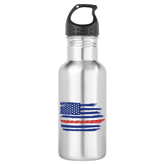 Botella De Agua Ciclismo con bandera de Estados Unidos (Anverso)