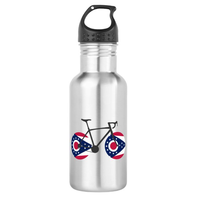 Botella De Agua Ciclismo con bandera de Ohio (Anverso)