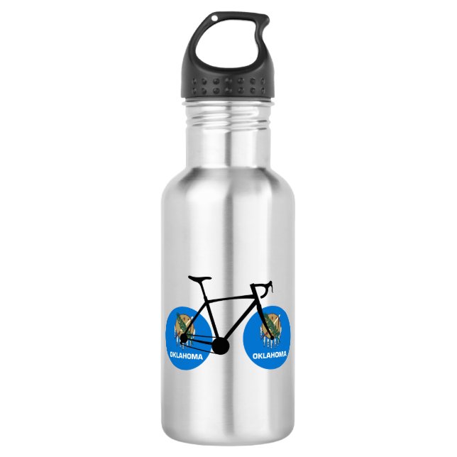 Botella De Agua Ciclismo con bandera de Oklahoma (Anverso)