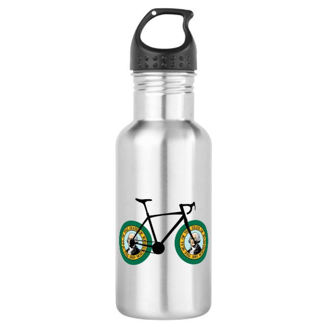 Botella De Agua Ciclismo con bandera de Washington (Anverso)