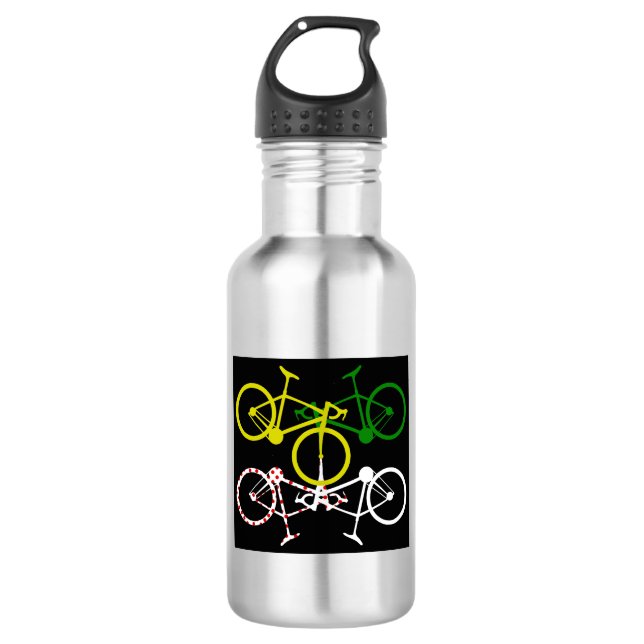Botella De Agua Ciclismo Jerseys de Polka-Punto Verde Amarillo (Anverso)