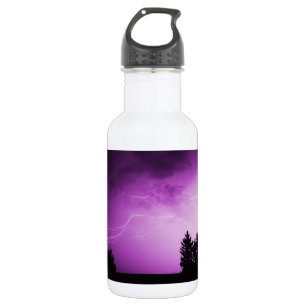 Botella De Agua Cielo púrpura con el relámpago