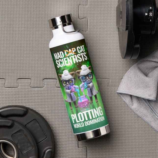 Botella De Agua Científicos curiosos de gatos tristes que están im (Gimnasio)