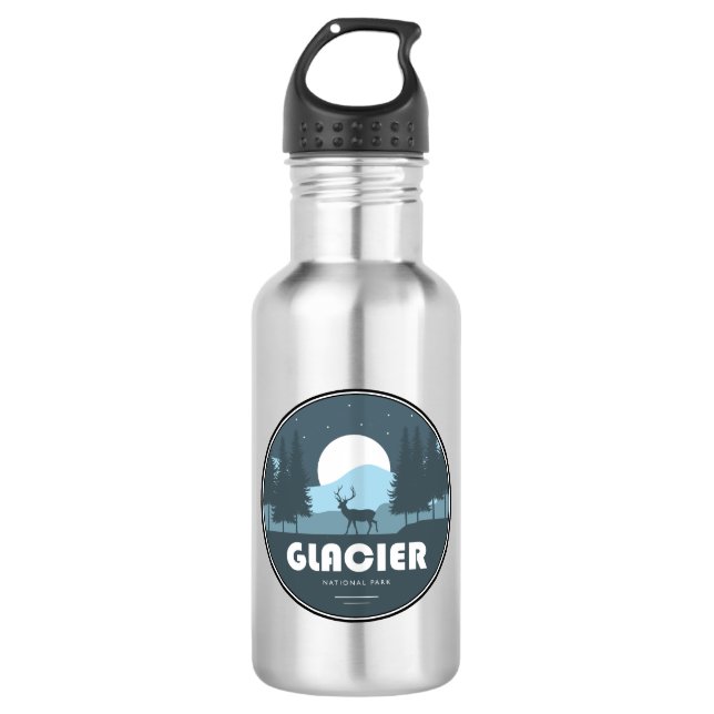 Botella De Agua Ciervo Parque Nacional Glaciar (Anverso)