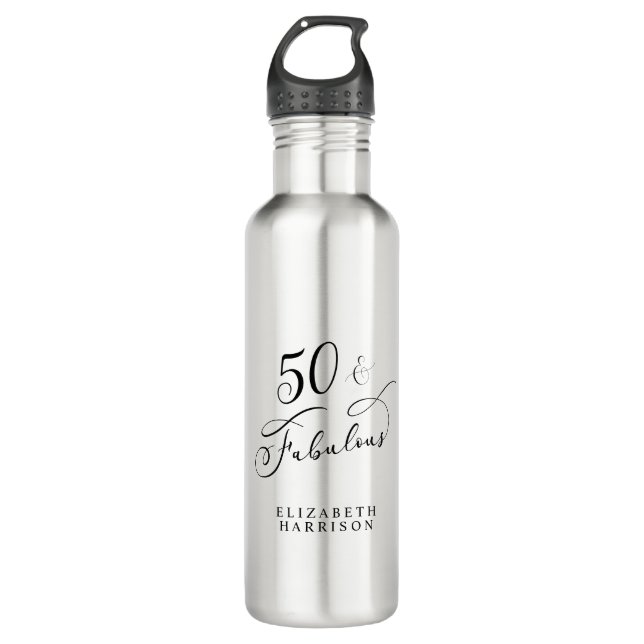 Botella De Agua Cincuenta fabulosos cumpleaños 50 personalizados (Anverso)