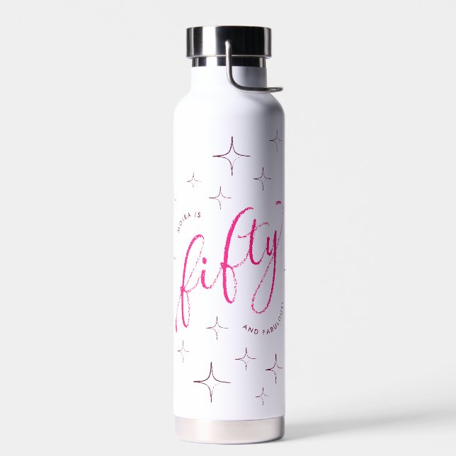 Botella De Agua Cincuenta y fabuloso cumpleaños moderno (Izquierdo)