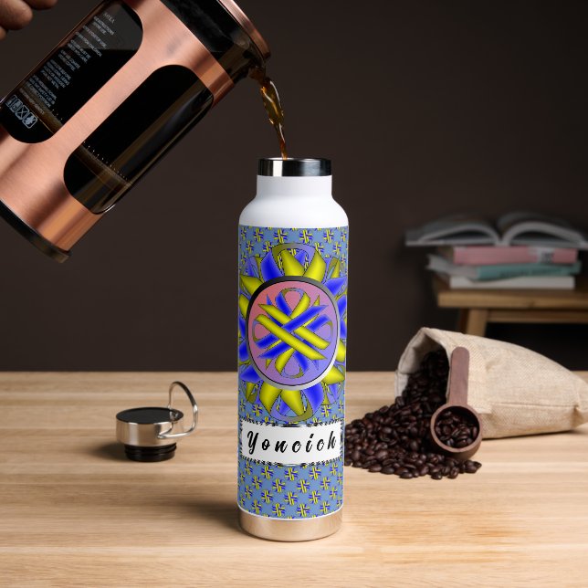 Botella De Agua Cinta amarilla-azul de amor de Kenneth Yoncich (Café)