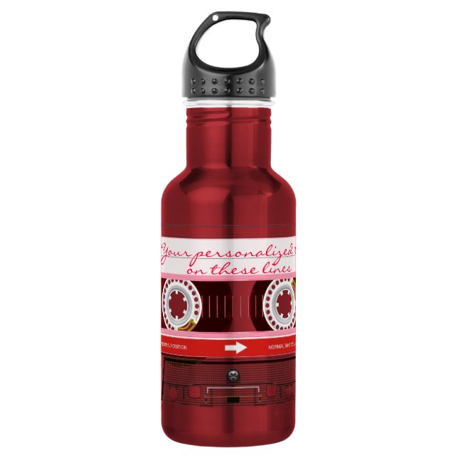 Botella De Agua Cinta de cassette - rojo - (Anverso)
