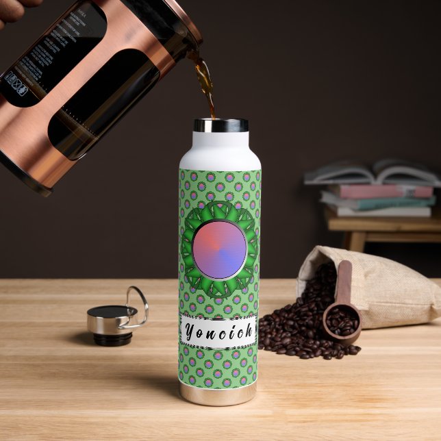 Botella De Agua Cinta de disco verde de Kenneth Yoncich (Café)