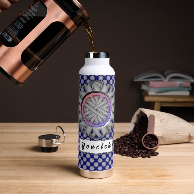 Botella De Agua Cinta de flores grises de Kenneth Yoncich (Café)