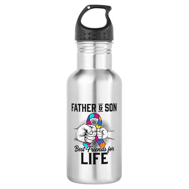 Botella De Agua Cinta de rompecabezas de padre e hijo mejores amig (Anverso)
