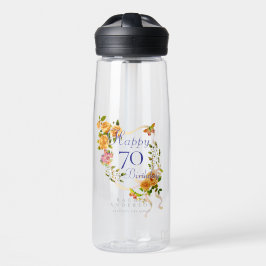 Botella De Agua Cinta de Rosa Dorada Cumpleaños 70