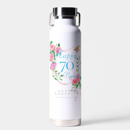 Botella De Agua Cinta de Rosa Rosa Cumpleaños 70
