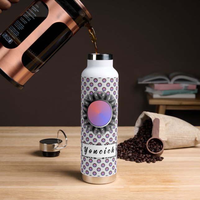 Botella De Agua Cinta en disco negro de Kenneth Yoncich (Café)