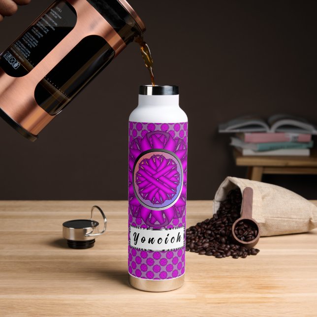 Botella De Agua Cinta morada de flores por Kenneth Yoncich (Café)