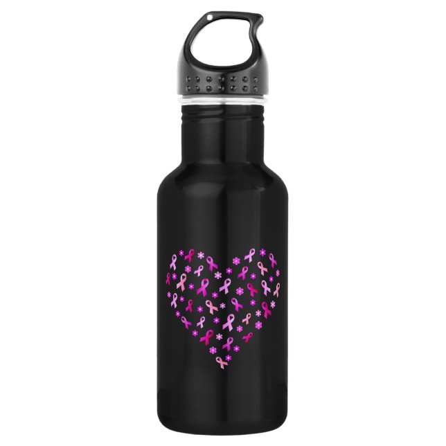 Botella De Agua Cinta rosa del cáncer de mama (Anverso)