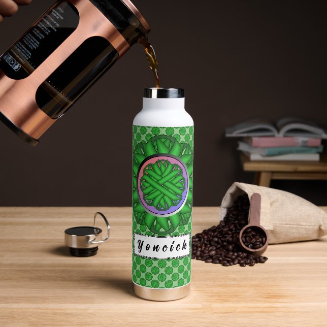 Botella De Agua Cinta verde de flores por Kenneth Yoncich (Café)