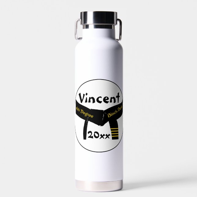 Botella De Agua Cinturón negro de cuarto grado de artes marciales (Delantero)