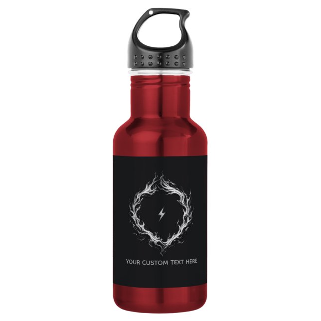 Botella De Agua Círculo de Energía Abstracto – Texto Personalizabl (Anverso)