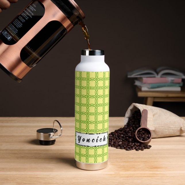 Botella De Agua Círculo doble de hojas por Kenneth Yoncich (Café)