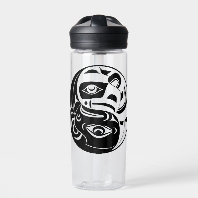 Botella De Agua Círculo Haida Thunderbird Negro Y Águila Blanca (Delante)